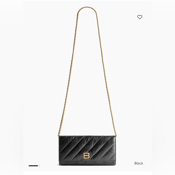 Balenciaga Handbags - Balenciaga Black Quilted NWT crush wallet on gold chain
